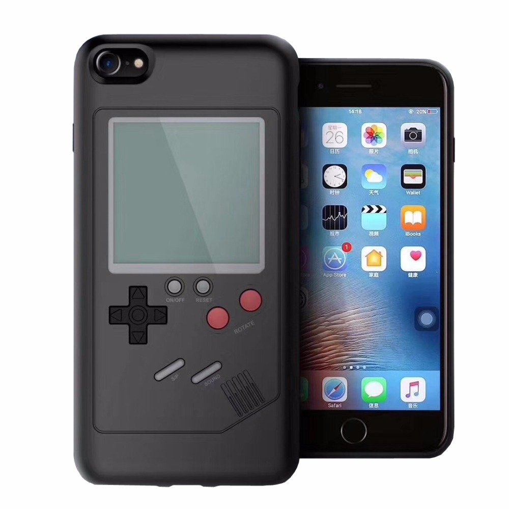 iPhone 8 Plus / 7 Plus Retro Tetris Classic Gaming Console Handheld GAME Player Case (Black)